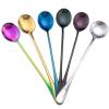 WHIERGGIN Silverware Set, 1/4/6/8/10/12 Pieces Stainless Steel Tableware Long-handled Coffee Spoons Household Colorful Small Round Spoons Ice Cream Spoons Dessert Spoons (Color : Black, Size : 12Pcs view 2