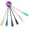 WHIERGGIN Silverware Set, 1/4/6/8/10/12 Pieces Stainless Steel Tableware Long-handled Coffee Spoons Household Colorful Small Round Spoons Ice Cream Spoons Dessert Spoons (Color : Black, Size : 12Pcs view 3