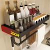 YOtat 2 Pack Spice Rack Wall Mount,Floating Shelves Storage with Hooks Towel Bar Hanging Spice Shelf for Kitchen Bathroom, 40cm, Black view 3