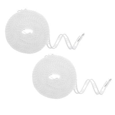 uxcell 2pcs Windproof Clothesline, 8M 26ft Plastic Non-Slip Clothes Drying Rope Portable Travel Clothesline for Courtyard Outdoor Laundry Camping, White