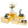 Jolboldy 5-Pack Gold Mirrored Acrylic Display Risers, Nesting Stands for Dessert Buffet Table, Jewelry, Perfume & Collectibles view 1