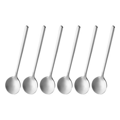 uxcell 6pcs Espresso Spoons 5.3 Inches 18/8 Stainless Steel Round Coffee Spoon Long Handle Tea Spoons for Tea Coffee Stirring Dessert Ice Cream Sugar Cake, Silver Tone
