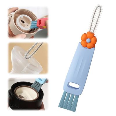 3 in 1 Cup Lid Cleaning Brush,Crevice Cleaning Brush Set for Baby Bottle Gap Tight Spaces Cup, 3 in 1 Multifunctional Portable Lid Cleaner with Brush