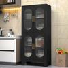 Erosoei Pantry Cabinet, 61" with Acrylic Glass Doors and Adjustable Shelves, Metal Kitchen Cabinet for Multiple Rooms view 1