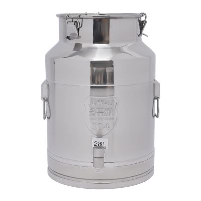 RABEEXP 28L / 7.4 Gallon Milk Can with Faucet Stainless Steel Wine Pail Bucket Oil Milk Tote Jug with Seal Lid for Milk Wine Liquid Storage Container (28L with Faucet)