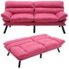 Anwick Modern Futon Couch Bed Sofa: Linen Fabric Quick Folding Armrest Space-Saving Convertible 2 Seater Loveseat for Living Room Bedroom Small Rooms Apartment (Pink) (Hot Pink) view 1