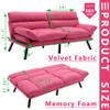 Anwick Modern Futon Couch Bed Sofa: Linen Fabric Quick Folding Armrest Space-Saving Convertible 2 Seater Loveseat for Living Room Bedroom Small Rooms Apartment (Pink) (Hot Pink) view 2
