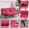 Anwick Modern Futon Couch Bed Sofa: Linen Fabric Quick Folding Armrest Space-Saving Convertible 2 Seater Loveseat for Living Room Bedroom Small Rooms Apartment (Pink) (Hot Pink) view 3
