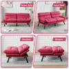Anwick Modern Futon Couch Bed Sofa: Linen Fabric Quick Folding Armrest Space-Saving Convertible 2 Seater Loveseat for Living Room Bedroom Small Rooms Apartment (Pink) (Hot Pink) view 4