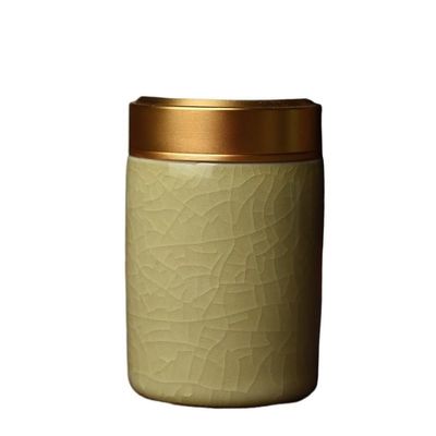 Stash Jar Container Ceramic Tea Caddy with Metal Lid Travel Tea Can Convenient Small Tea Box Tea Container Storage Tank Tea Organizer Candy Jar Vintage Storage Jars (Color : Large 5.3x8.3cm-02)