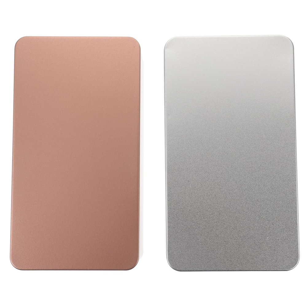 GRIRIW 2pcs Rectangular Tinplate Storage Boxes for Organizing Candies Chocolates and Items Elegant Silver and Rose Gold Design for Parties and Gifting