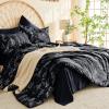 MUXHOMO Black Bed in a Bag Queen 7 Pieces, Queen Comforter Set Reversible Botanical Flowers Design, Ultra Soft & Breathable Bedding Sets with Comforter, Sheets, Pillowcases & Shams view 3