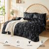 MUXHOMO Black Bed in a Bag Queen 7 Pieces, Queen Comforter Set Reversible Botanical Flowers Design, Ultra Soft & Breathable Bedding Sets with Comforter, Sheets, Pillowcases & Shams view 4