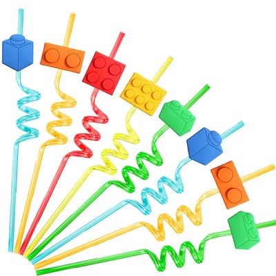 24 Straws Party Decorations Supplies Favors, Reusable Drinking Straws for Boys Girls Birthday Party Supplies Favors with 2 PCS Straws Cleaning Brush