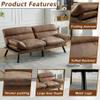 Anwick Modern Futon Couch Bed Sofa: Linen Fabric Quick Folding Armrest Space-Saving Convertible 2 Seater Loveseat for Living Room Bedroom Small Rooms Apartment (Pink) (Brown) view 4