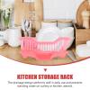 Alipis Dish Drying Rack Kitchen Draining Shelf Drain Rack for Kitchen Sink Pink view 4
