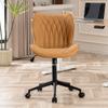 YOUNUOKE Armless Desk Chair Comfy Office Chair with Wheels Home Ergonomic Task Chair Adjustable Computer Chairs Modern Faux Leather Swivel Chair Upholstered Makeup Vanity Chair with Back(Camel) view 1