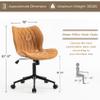 YOUNUOKE Armless Desk Chair Comfy Office Chair with Wheels Home Ergonomic Task Chair Adjustable Computer Chairs Modern Faux Leather Swivel Chair Upholstered Makeup Vanity Chair with Back(Camel) view 2