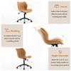 YOUNUOKE Armless Desk Chair Comfy Office Chair with Wheels Home Ergonomic Task Chair Adjustable Computer Chairs Modern Faux Leather Swivel Chair Upholstered Makeup Vanity Chair with Back(Camel) view 3