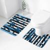 HCBPWVQA Blue Black White Stripes and Stars Bathroom Rugs Set 2 Piece Soft Absorbent Microfiber Bath Rug and U-Shaped Toilet Rug Non Slip Bath Mats for Bathroom Floor Mats view 3