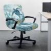 DecorLovee Coastal Sea Turtle Office Chair Covers Stretchable Computer Gaming Chair Cover, Teal Blue Nautical Summer Beach Coral Universal Desk Chair Covers Removable Chair Slipcover with Zipper, L view 2