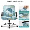 DecorLovee Coastal Sea Turtle Office Chair Covers Stretchable Computer Gaming Chair Cover, Teal Blue Nautical Summer Beach Coral Universal Desk Chair Covers Removable Chair Slipcover with Zipper, L view 3