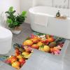 HCBPWVQA Tropical Fruits and Flowers Bathroom Rugs Set 2 Piece Soft Absorbent Microfiber Bath Rug and U-Shaped Toilet Rug Non Slip Bath Mats for Bathroom Floor Mats, Black view 1