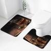 HCBPWVQA Cigar & Whiskey Bathroom Rugs Set 2 Piece Soft Absorbent Microfiber Bath Rug and U-Shaped Toilet Rug Non Slip Bath Mats for Bathroom Floor Mats, Black view 3