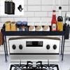 Horynar Over Stove Spice Shelf for Kitchen Spice Rack Organizer with Extra Black Basket and Hooks Great for Stove Top Shelf view 1