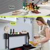Horynar Over Stove Spice Shelf for Kitchen Spice Rack Organizer with Extra Black Basket and Hooks Great for Stove Top Shelf view 2