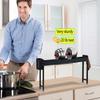 Horynar Over Stove Spice Shelf for Kitchen Spice Rack Organizer with Extra Black Basket and Hooks Great for Stove Top Shelf view 4
