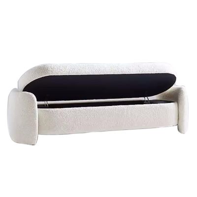 XTRYBHD Oval Lamb Fleece Bench with Storage, Entryway Bench, Bench for Bedroom End of Bed, for Beside Window, Living Room & Bedroom (Size : 39.3in/100cm)