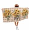 ALAGEO Beach Towel Hello Sunflowers Large Beach Towels Oversized 35x70 inch Brown Buffalo Plaid Spring Plant Lightweight Travel Towel,Soft Beach Bath Towel Swim Towels view 1