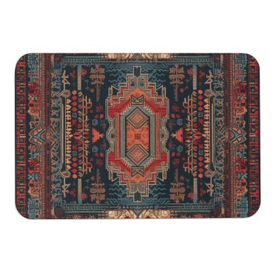 Absorbent Bath Mat Rug Bathroom Rugs Mexican Style Pattern Soft Absorbent Non-Slip Floor Mat Quick Dry Carpet Indoor Door Mat for Bathroom Shower Kitchen