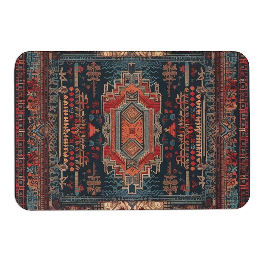Absorbent Bath Mat Rug Bathroom Rugs Mexican Style Pattern Soft Absorbent Non-Slip Floor Mat Quick Dry Carpet Indoor Door Mat for Bathroom Shower Kitchen