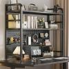ZLGONRL Countertop Hutch Display Shelf 3 Tier Metal Hutch Bookcase Organizer Desktop Bookshelf for Office Desk for Home Dorm (Black 55cm) view 1