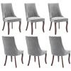 Aoowow Linen Upholstered Dining Chairs Set of 2,Farmhouse Channel Tufted Dining Chair,Mid Century Modern Accent Dinner Chairs,Armless Fabric Kitchen Chairs with Solid Wood Legs (Rustic Grey 3 Pairs) view 1