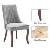 Aoowow Linen Upholstered Dining Chairs Set of 2,Farmhouse Channel Tufted Dining Chair,Mid Century Modern Accent Dinner Chairs,Armless Fabric Kitchen Chairs with Solid Wood Legs (Rustic Grey 3 Pairs) view 4