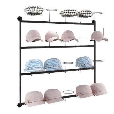 SmPinnaA Wall Mount Hat Racks Holder with 20 Hoops, Large Capacity Modern Metal Wig Display Stand for Baseball Caps/Cowboy Hats/Fedora Hats, Easy to Assemble, Black
