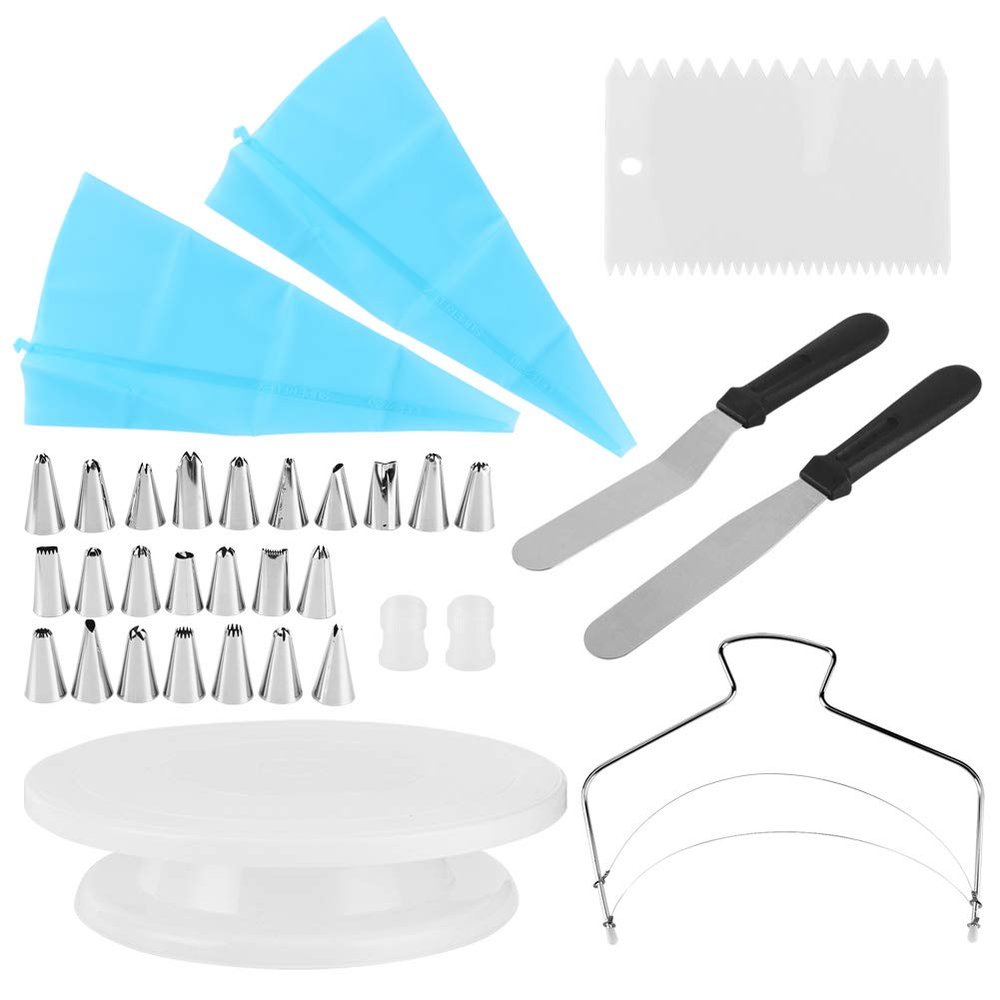 Leapiture 33 Pieces Kitchen Cake Decorating Turntable Base Set Baking Tools Cake Decorating Tools for Making
