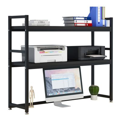 ZLGONRL Adjustable Display Shelf Rack Organizer 2 Tier Desktop Bookcase for Computer Desk Wood Countertop Hutch Bookshelf (D 75cm)