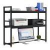 ZLGONRL Adjustable Display Shelf Rack Organizer 2 Tier Desktop Bookcase for Computer Desk Wood Countertop Hutch Bookshelf (D 75cm) view 1