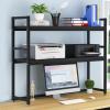 ZLGONRL Adjustable Display Shelf Rack Organizer 2 Tier Desktop Bookcase for Computer Desk Wood Countertop Hutch Bookshelf (D 75cm) view 2