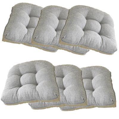Non Slip Chair Cushions for Dining Chairs 46x43cm(18x17in), 9cm(3.5in) Set of 1/2/4/6 Pack Kitchen Chair CushionsTurfted Chair Pads Comfortable and Soft Seat Cushion with Ties(@3,6pcs(46x43cm/18x17in