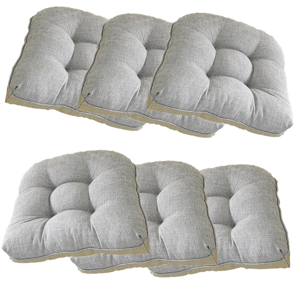 Non Slip Chair Cushions for Dining Chairs 46x43cm(18x17in), 9cm(3.5in) Set of 1/2/4/6 Pack Kitchen Chair CushionsTurfted Chair Pads Comfortable and Soft Seat Cushion with Ties(@3,6pcs(46x43cm/18x17in