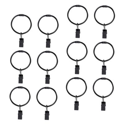 Cabilock 24pcs Curtain Ring Clip Easy Install Curtain Hooks for Drapes in Black