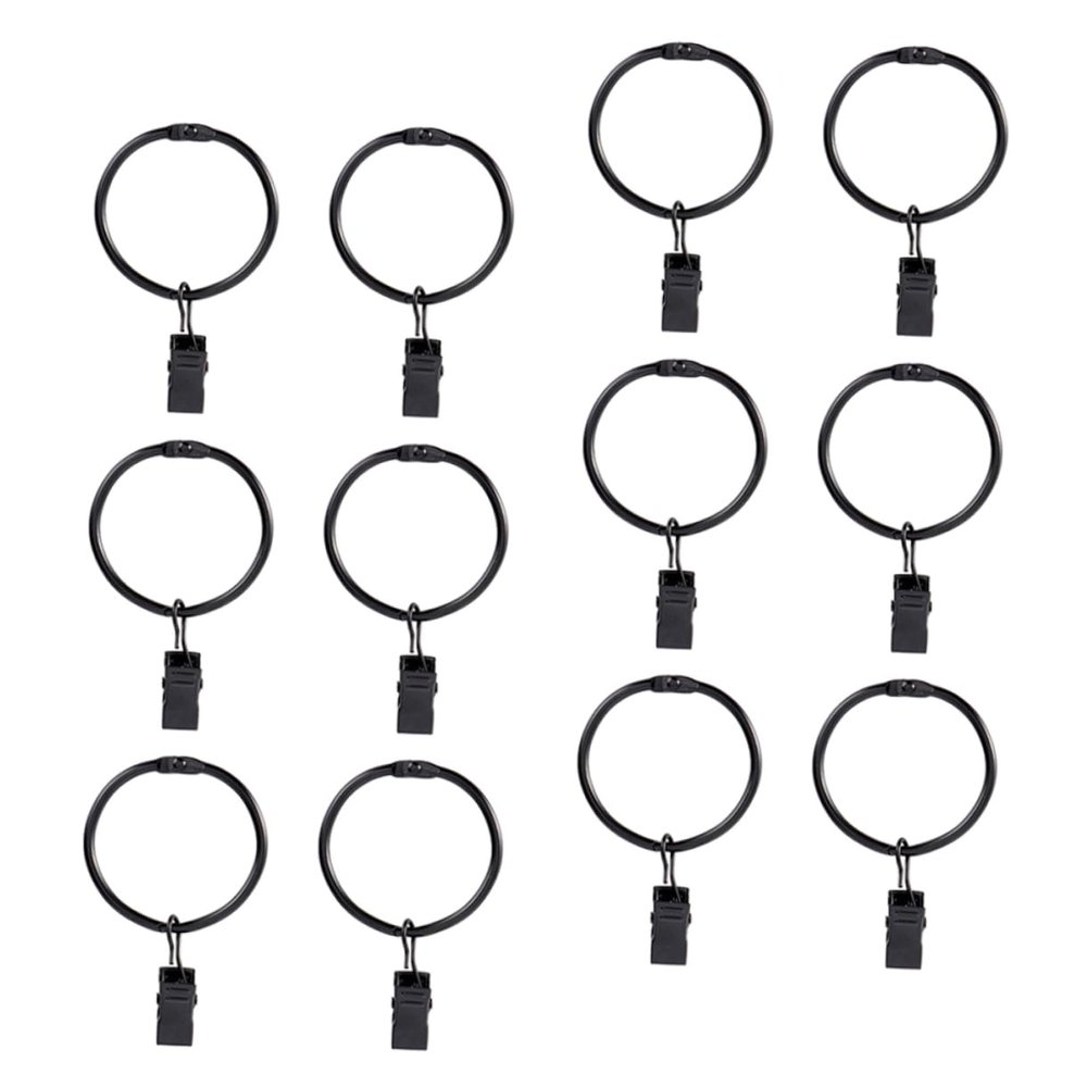 Cabilock 24pcs Curtain Ring Clip Easy Install Curtain Hooks for Drapes in Black