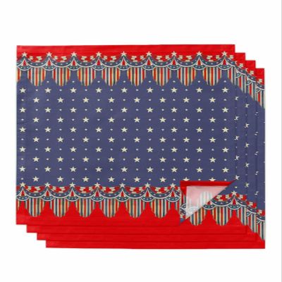 4th of July Cloth Napkins Set of 4 - Washable Dinner Napkins Reusable Table Napkins for Home Party Weeding Dining Table Setting Decoration,Oversized 20"x20" Geometric Red Blue Star Stripes Flag