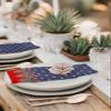 4th of July Cloth Napkins Set of 4 - Washable Dinner Napkins Reusable Table Napkins for Home Party Weeding Dining Table Setting Decoration,Oversized 20"x20" Geometric Red Blue Star Stripes Flag view 4