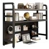 ZLGONRL Storage Display Rack Countertop Hutch Bookshelf 2 Tiers Wrought Iron Desktop Bookshelf Desktop Bookcase Organizer (45in) view 1